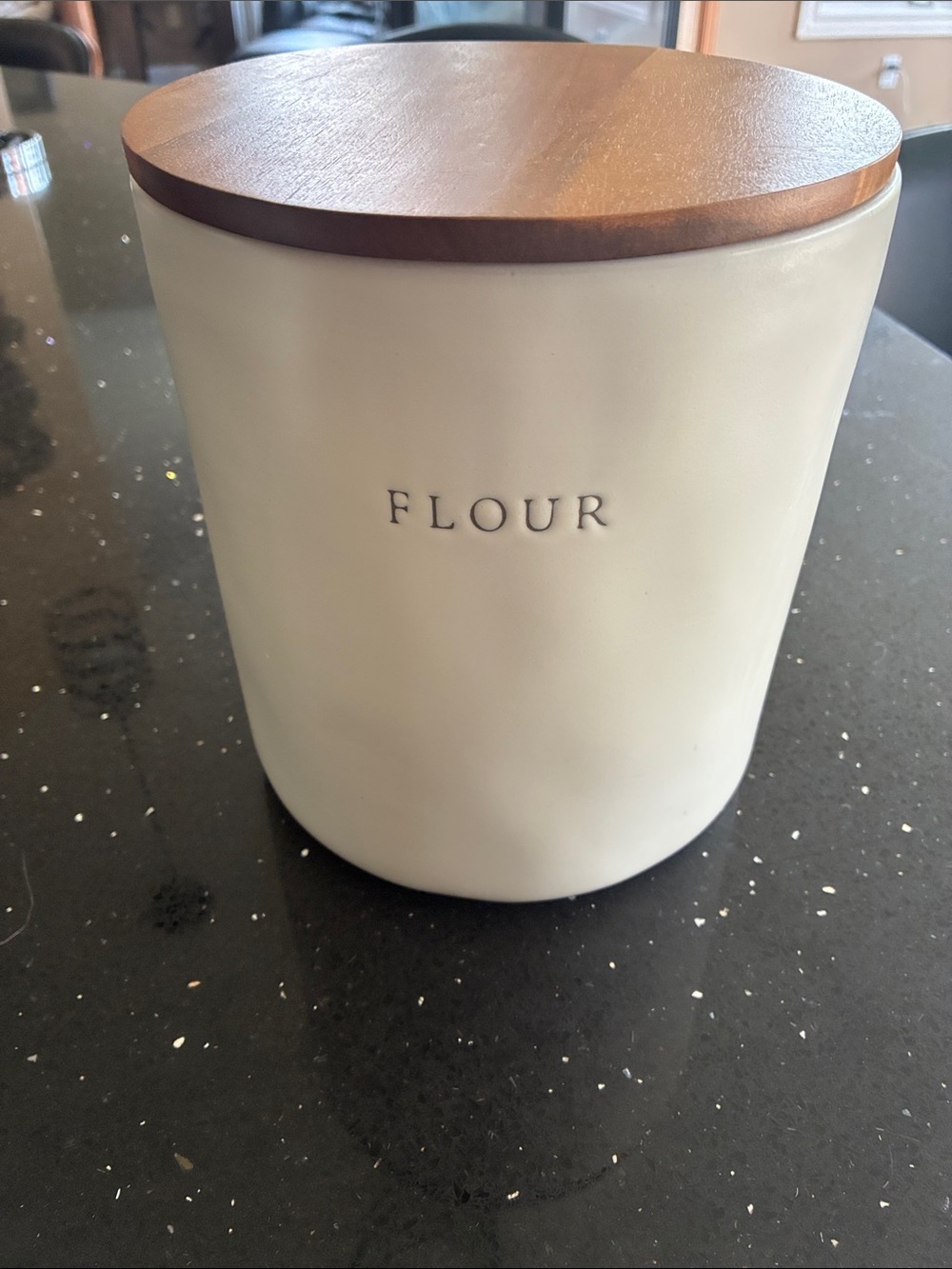 Hearth & Hand Cream Flour Jar with Wooden Lid